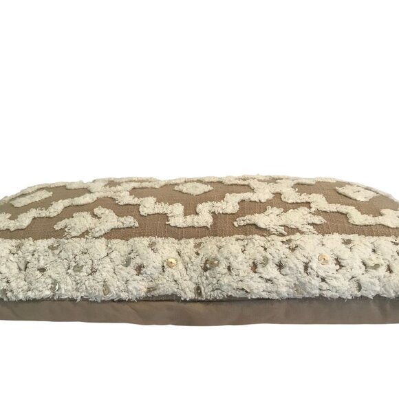 Bohemian Beige & Ivory Cotton/Linen Lumbar Accent Pillow With Tassels - Picture 4 of 8